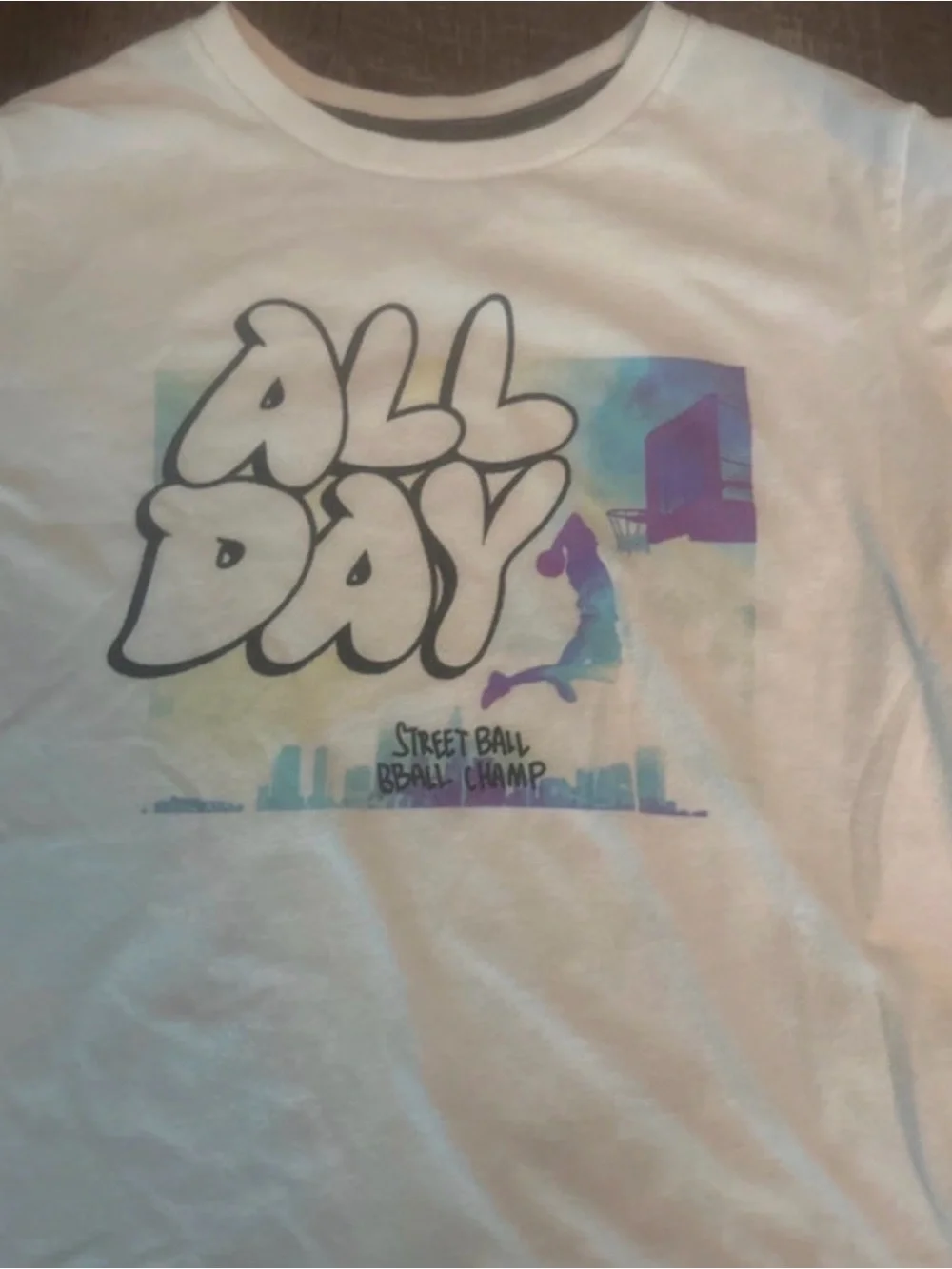 Old Navy White Graphic 'All Day' Tee & Green Camo Short Sleeve Set